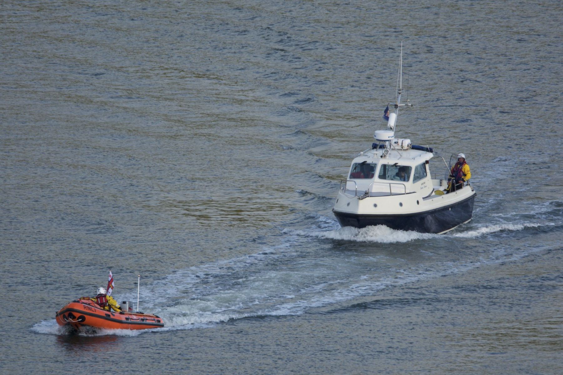 Immobilised Aquastar being towed by D702 back to Dartmouth